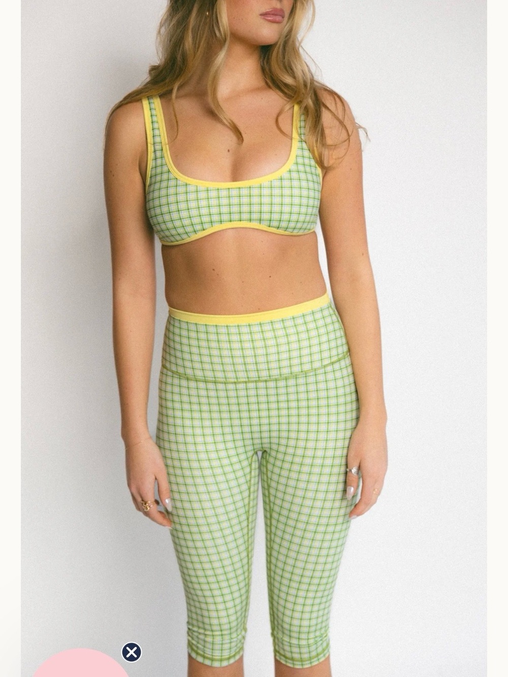ISO! Faith naomi Green Plaid Bralette &  Capri Set